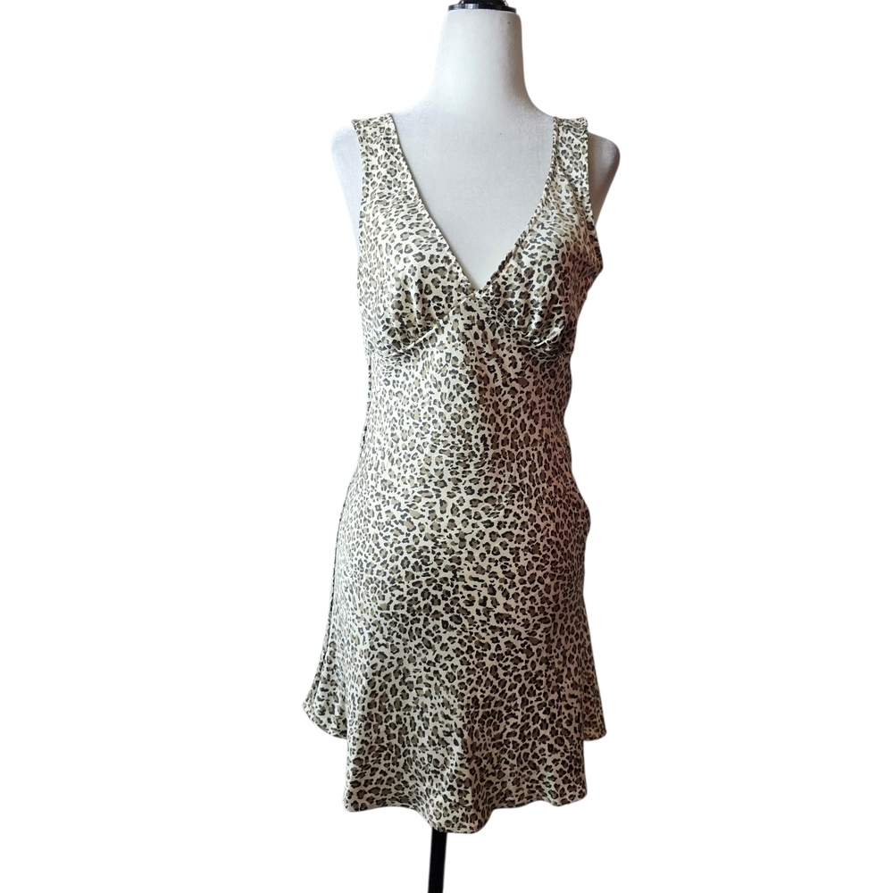 Frankie's Bikinis deep V neck Leopard Print Mini Dress